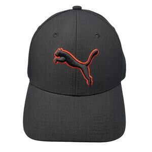 Puma Fitted Hat Black XL Embroidered Logo Stretch Vent Holes Outdoor